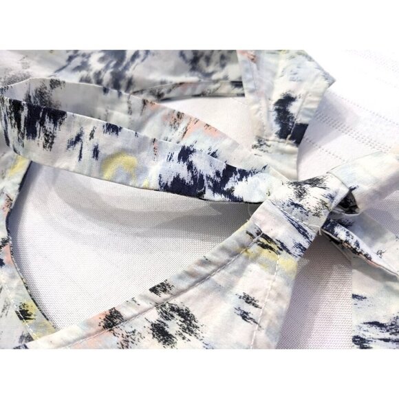 JASON WU 100% Cotton Blurred Magnolia Sleeveless Peplum Tie Blouse Size 0 - Picture 7 of 8